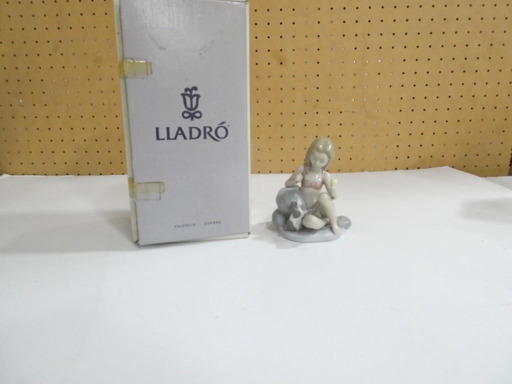Lladro Figurine with Box - 06012 Monday's Child - Girl with Ice Cream and a Puppy: Lladro Figurine with Box - 06012 Monday's Child - Girl with Ice Cream and a Puppy