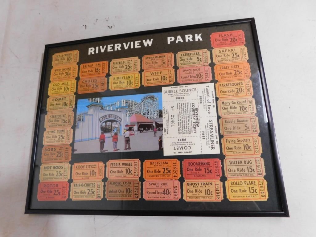Riverview Park Chicago Amusement Park Tickets and Picture Framed 11" x 14" (1 of 4)