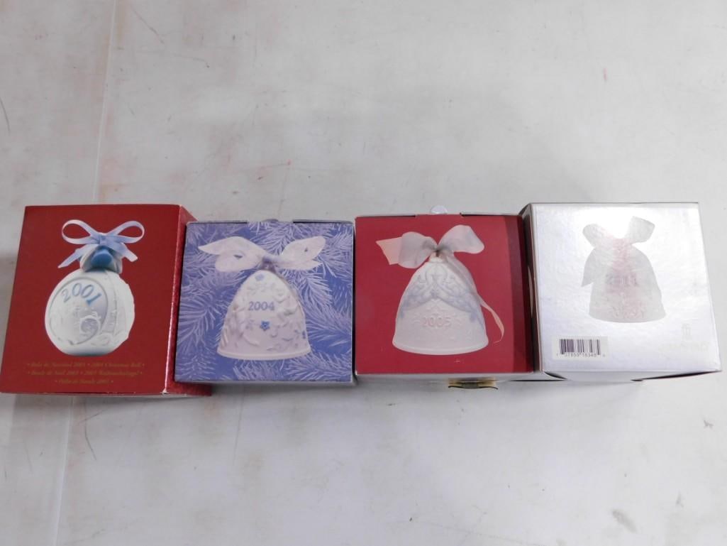 4 Lladro Christmas Bell Ornaments in Original Boxes: 4 Lladro Christmas Bell Ornaments in Original Boxes