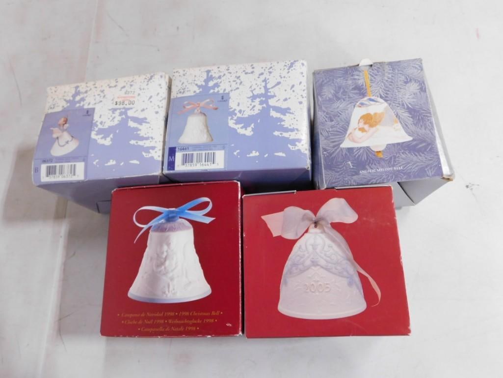 5 Lladro Christmas Bell Ornaments in Original Boxes: 5 Lladro Christmas Bell Ornaments in Original Boxes
