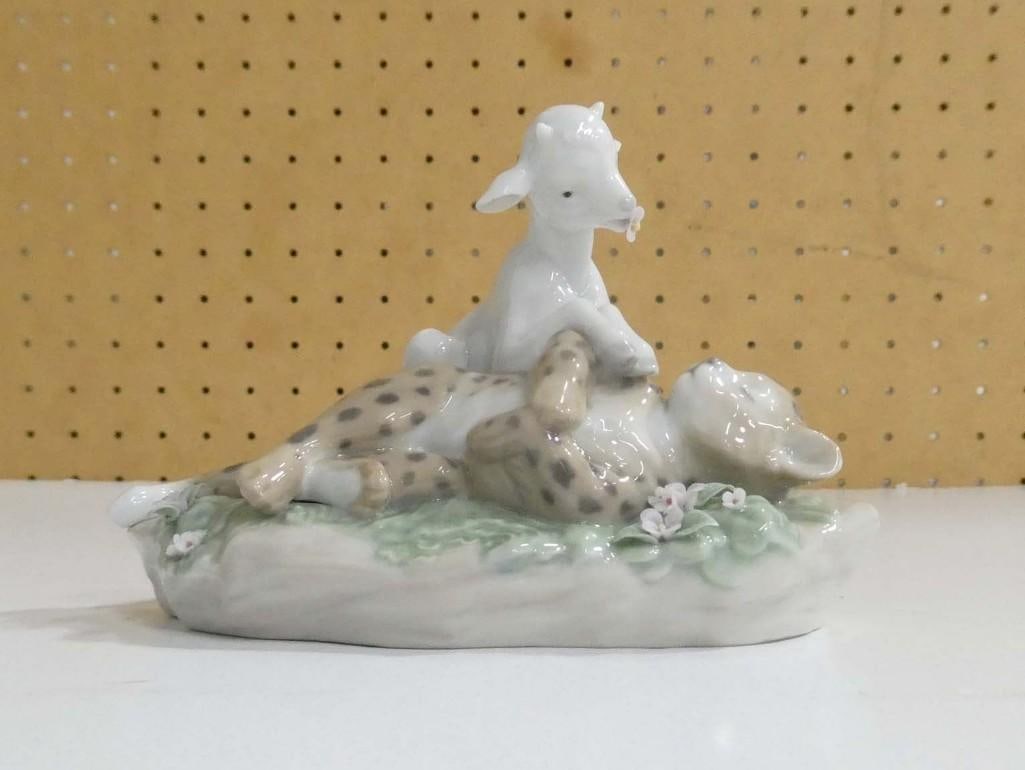 Lladro 6926 The Leopard Shall Lie Down with the Kid Figurine NO BOX Retired: Retired Lladro 6926 The Leopard Shall Lie Down with the Kid Figurine NO BOX