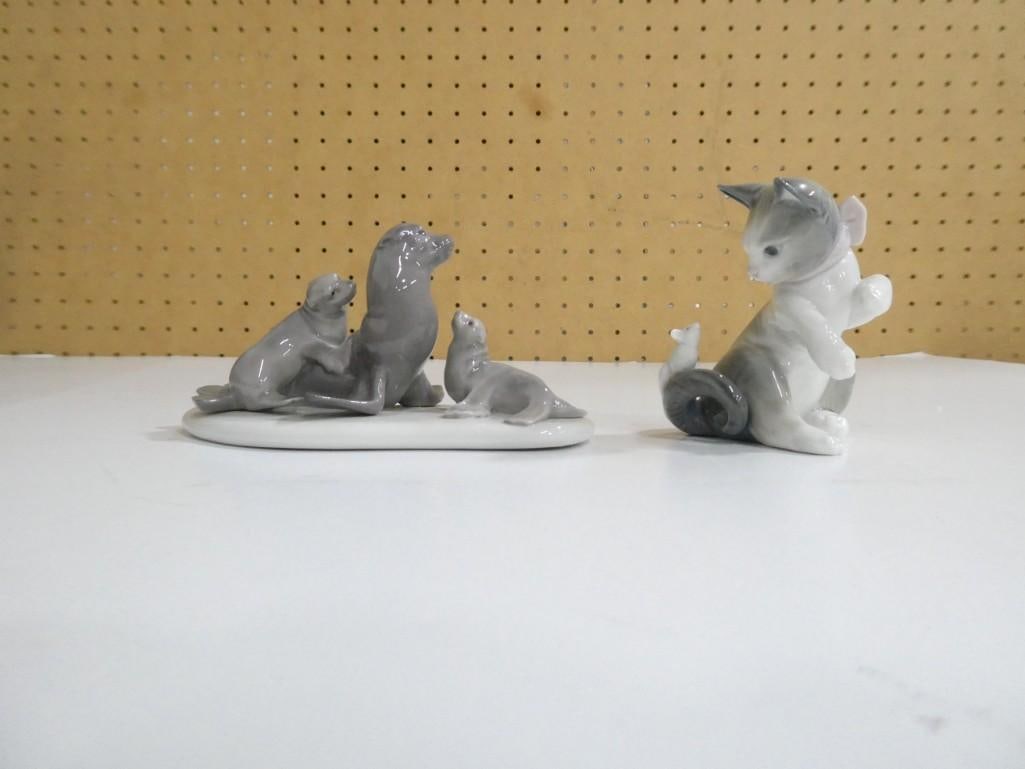 Retired Lladro 5318 Mini Seal Family Figurine and Lladro 5236 Cat and Mouse Figurine NO BOXES: Retired Lladro 5318 Mini Seal Family Figurine and Lladro 5236 Cat and Mouse Figurine NO BOXES