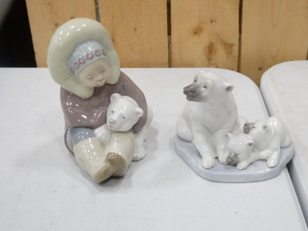 Pair of Lladro Figurines - 1195 Eskimo and 5434 Miniature Polar Bear (1 of 5)