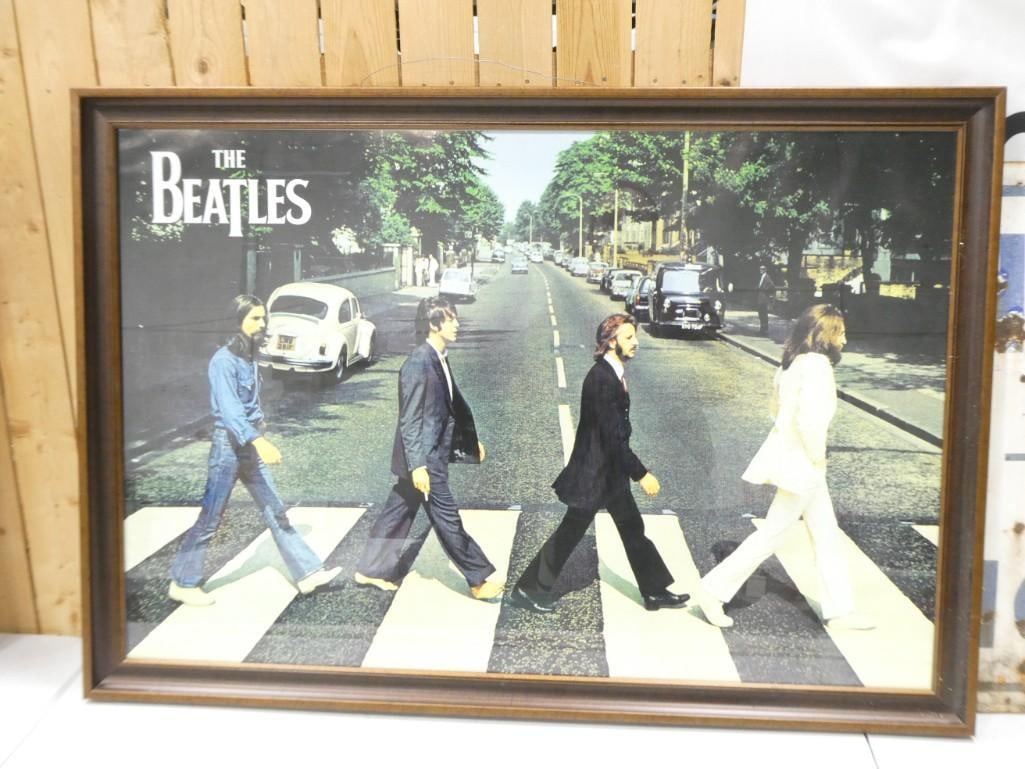 Framed Beatles Abbey Road Poster - measures roughly 27x39" (1 of 3)