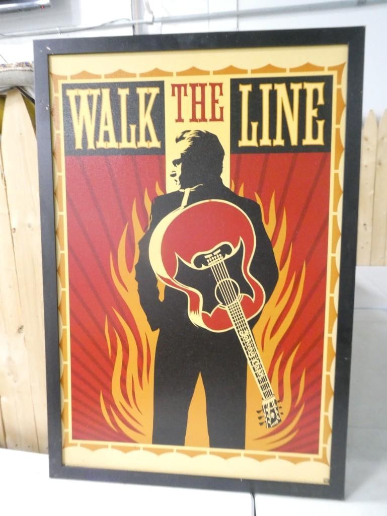 Johnny Cash Walk the Line Framed Textured Poster - measures roughly 26x38" (1 of 5)