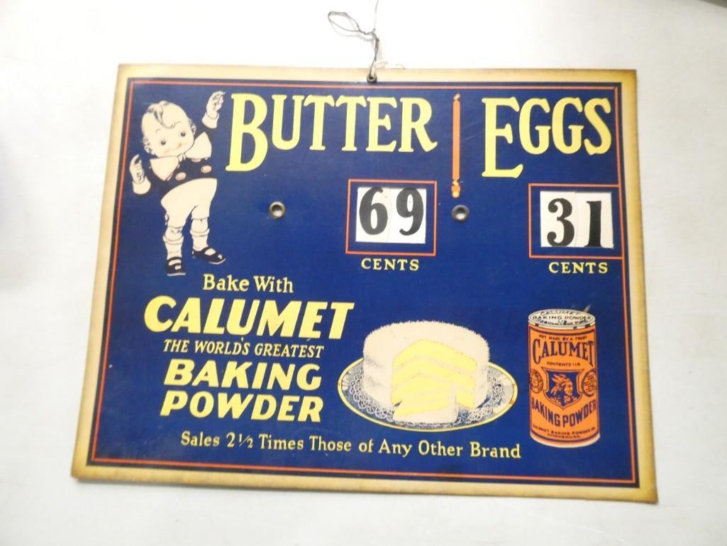 Vintage Calumet Baking Powder Advertising Sign with Adjustable Prices (1 of 7)