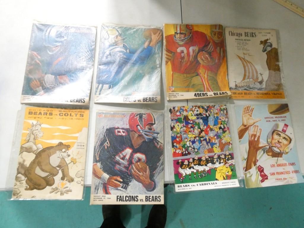 Lot of 8 Vintage Chicago Bears Programs from the 1950's and 1960's (1 of 5)