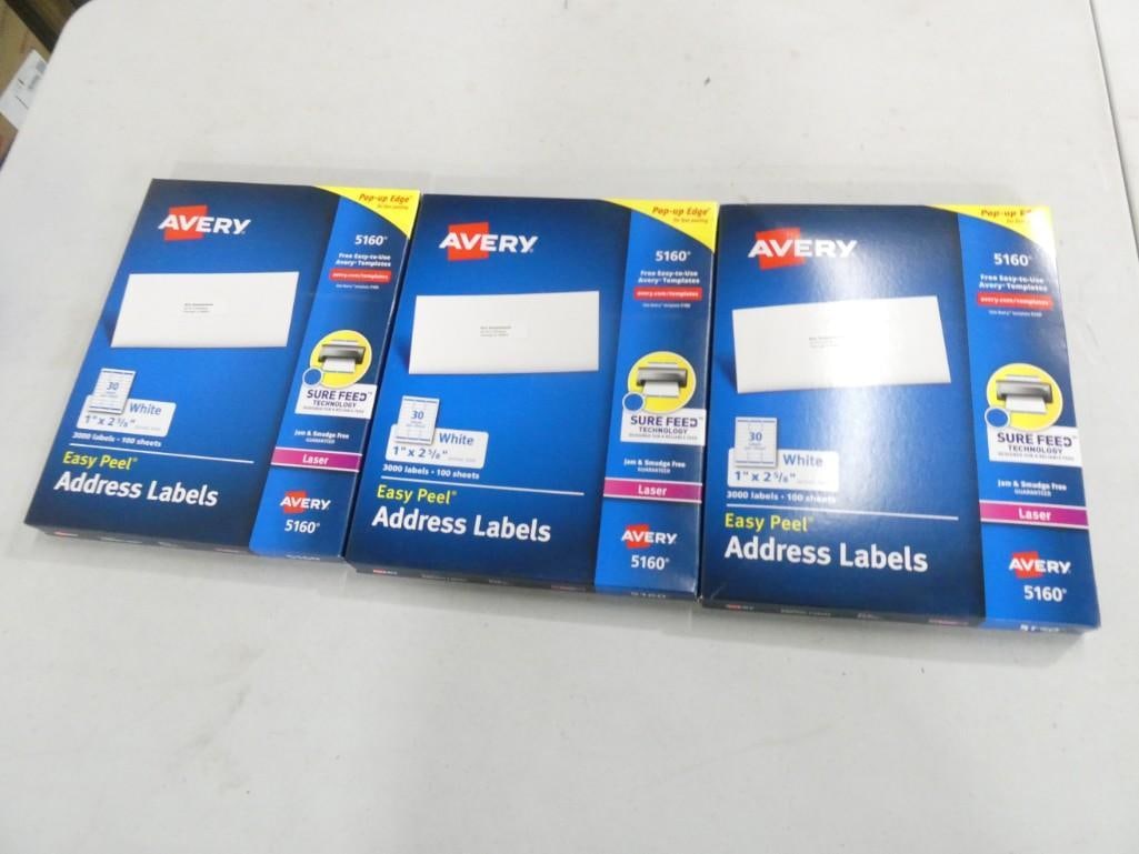 3 New boxes of Avery 5160 Label Paper - Easy Peel Address Labels: 3 New boxes of Avery 5160 Label Paper - Easy Peel Address Labels