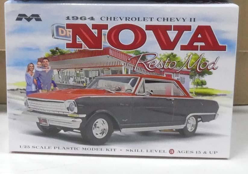 Moebius Models 1964 Chevrolet Chevy II Nova 1/25 Scale Model Car Kit: Moebius Models 1964 Chevrolet Chevy II Nova 1/25 Scale Model Car Kit in original box - opened. Includes everything you see in the pictures. If you have questions, please ask prior to the auction