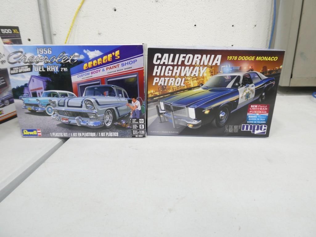 2 Model Car Kits incl MPC California Highway Patrol 1978 Dodge Monaco and Revell 1956 Chevrolet Del (1 of 3)