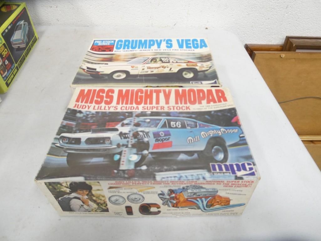 2 MPC Model Car Kits incl Grumpy's Vega Pro Stock Series and Miss Mighty Mopar Judy Lilly's Cuda Sup (1 of 3)