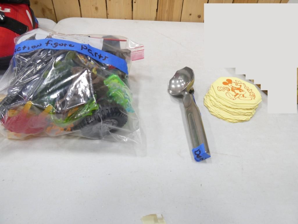 Lot of action Figure Accessories / Parts, etc., Ice Cream Scoop, Mickey Mouse Coasters (1 of 2)