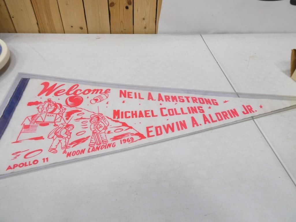 Vintage Apollo 11 NASA Moon Landing Pennant - Neil Armstrong, Buzz Aldrin, Michael Collins (1 of 3)