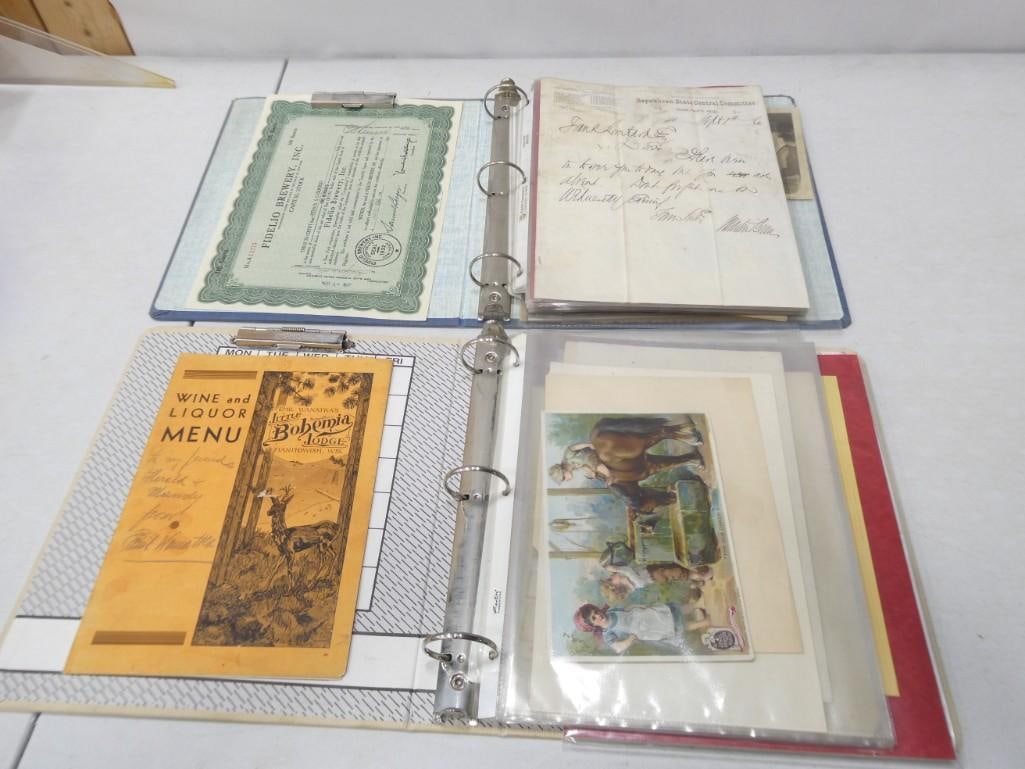 Vintage Ephemera incl Menus,  Post Cards, Cigar Box Labels, Stock Certificates, Photos, etc (1 of 9)