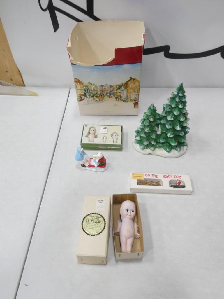 Collectibles incl Vintage Shackman 5" Pudgie Kewpie Doll in Original Box, On the Roof Top Christmas (1 of 7)