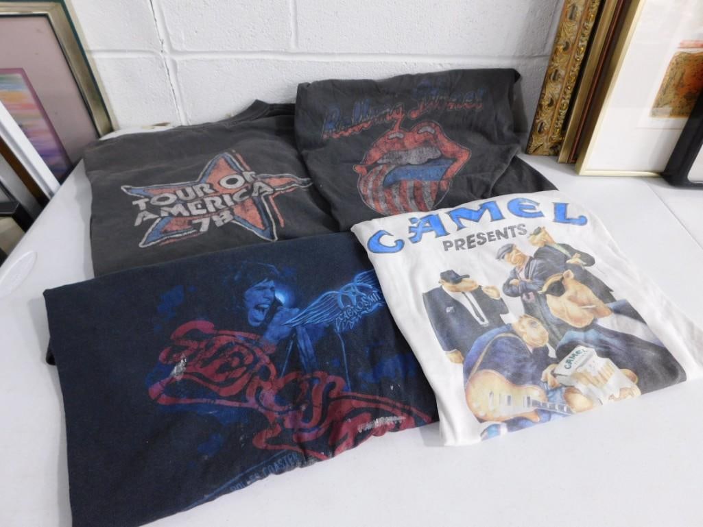 4 Vintage T Shirts incl Rolling Stones Tour of America 78, Aerosmith, Camel Hard Pack, Rolling Stone (1 of 15)