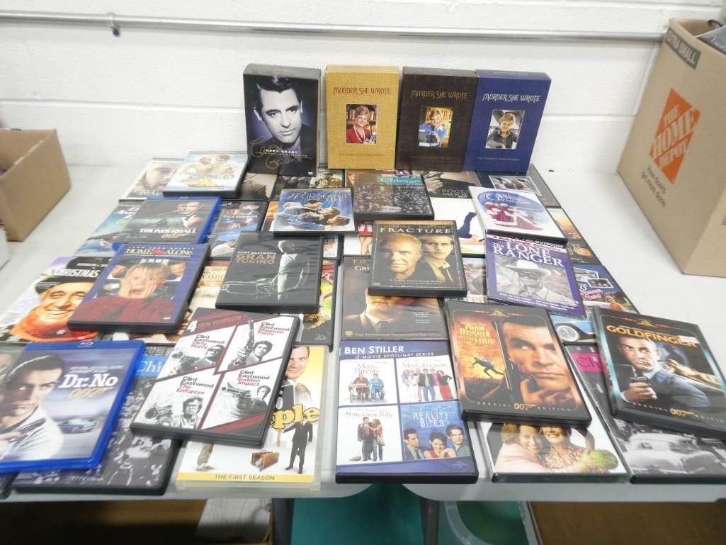 Large DVD lot including Murder, She Wrote Box Sets, James Bond, Wonderful Life, Clint Eastwood, (1 of 3)