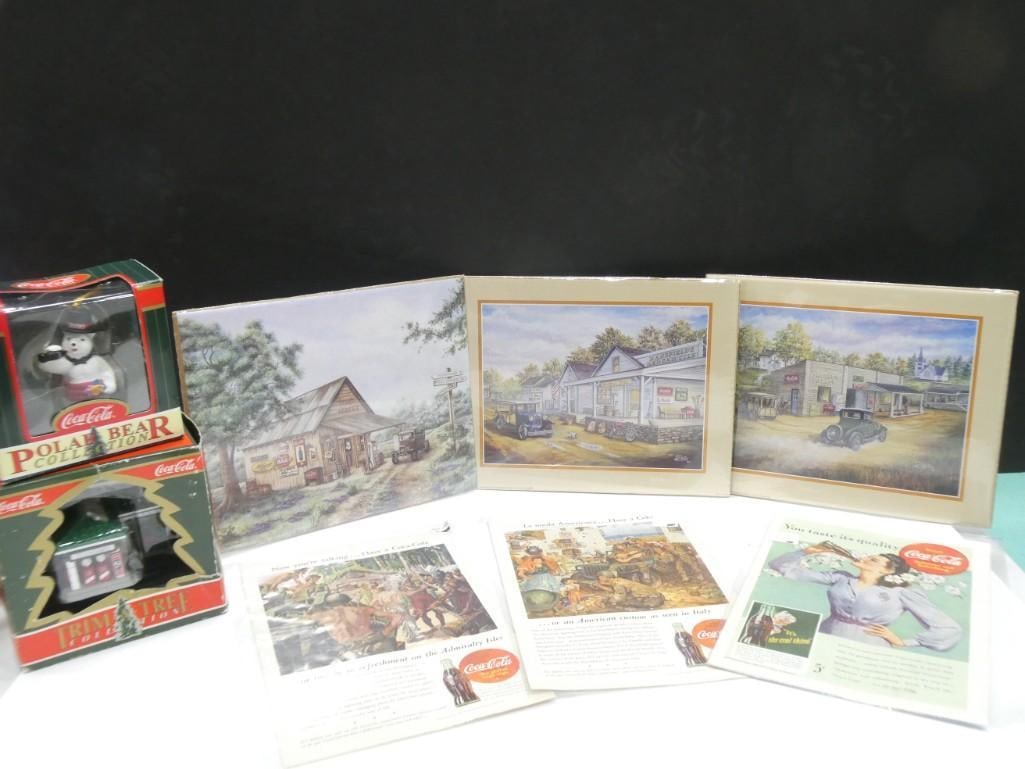 Coca Cola Lot incl 3 1940s Coke Ads in Plastic & 3 yr 2000 Coke Gen'l Store Prints - New in Plastic (1 of 14)