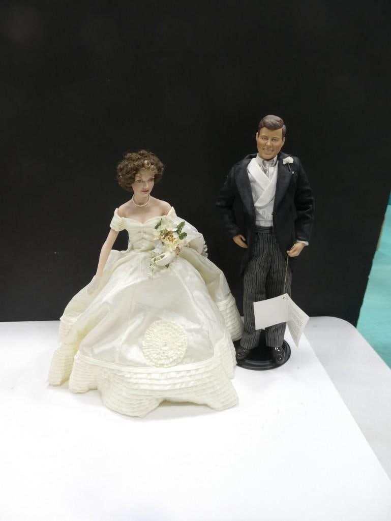 Franklin Mint John F Kennedy & Jackie Kennedy Bride & Groom Porcelain Wedding Dolls (1 of 8)