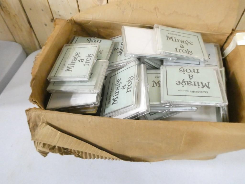Large lot of Excelsior!! Productions Mirage a trois Ephemera: Large lot of Excelsior!! Productions Mirage a trois Ephemera - each plastic case has the paper, and 3 cards in it.