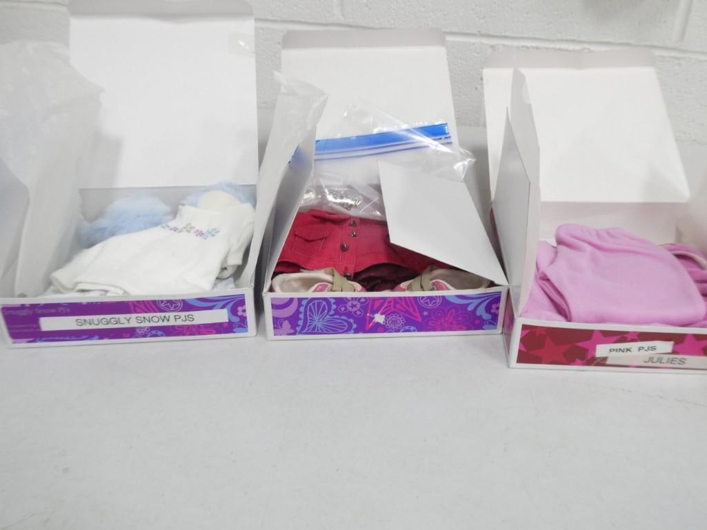 3 American Girl Outfits in Original Boxes incl Julie's Pink PJs, Snuggly Snow PJs, etc (1 of 5)