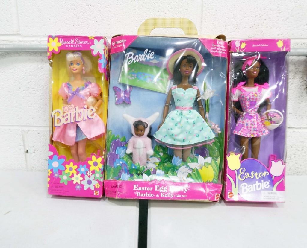 3 Vtg 1990s Easter Egg Party Barbie Kelly, Russell Stover Candies & Easter Barbie Dolls NIB Lot (1 of 4)