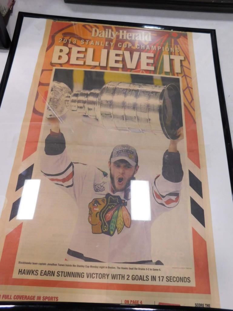 Framed Daily Herald 2013 Chicago Blackhawks Stanley Cup Champions Believe It Newspaper Page (1 of 2)