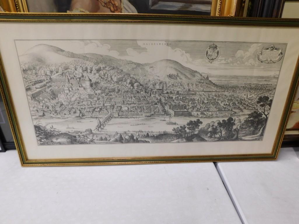Heidelberg  Panorama "Heidelberga" Original Copper Plate Engraving by Matthaeus Merian (1 of 3)
