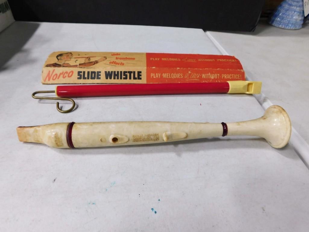 Vintage Norco Slide Whistle with Original Box and Vintage Plastic Recorder (1 of 2)