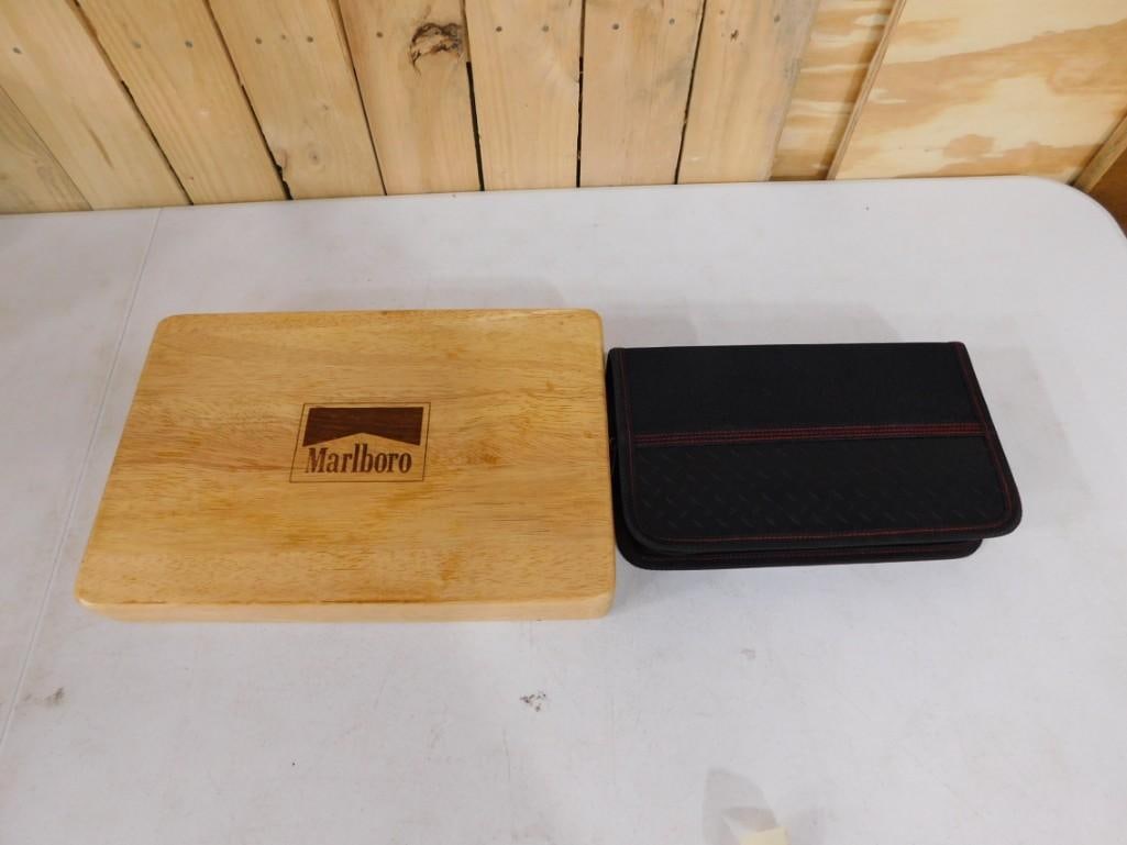 Marlboro Box with Playing Cards and Poker Chips Plus a Soft Case with Poker Chips: Marlboro Box with Playing Cards and Poker Chips Plus a Soft Case with Poker Chips Condition: Marlboro may be missing some black chips (or they could be in the soft case) and the cards have been used.
