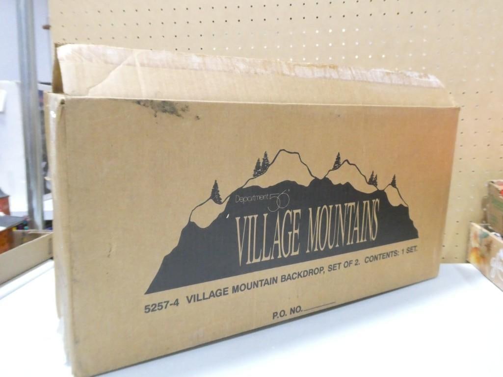 Department 56 Village Mountains 5257-4 Village Mountain Backdrop Set of 2: Department 56 Village Mountains 5257-4 Village Mountain Backdrop Set of 2 in original box Condition: 1 of these has a break