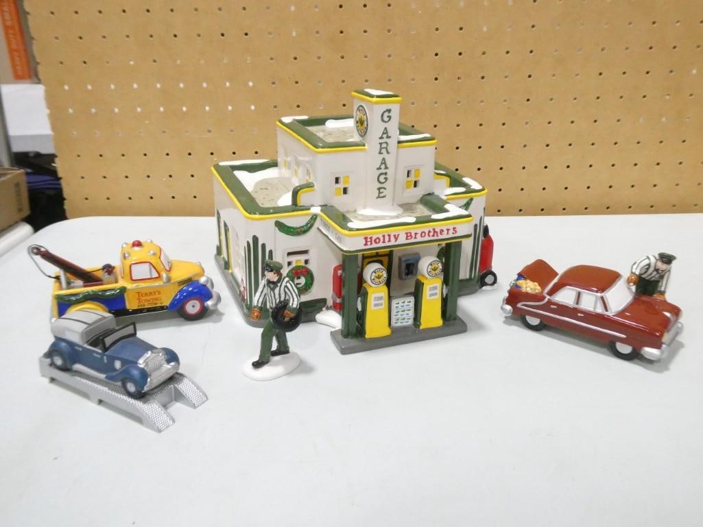 Dept 56 Holly Brothers Garage plus Cars, Tow Truck, Etc The Original Snow Village (1 of 13)