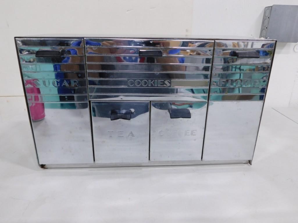 Vintage Chrome Canister Set Wall Mount or Countertop Kreamer Ware (1 of 4)