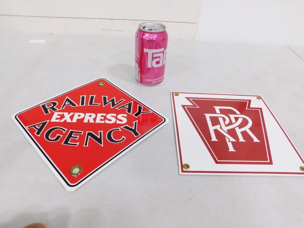 2 Porcelain Signs incl Railway Express Agency and Pennsylvania Railroad (1 of 2)