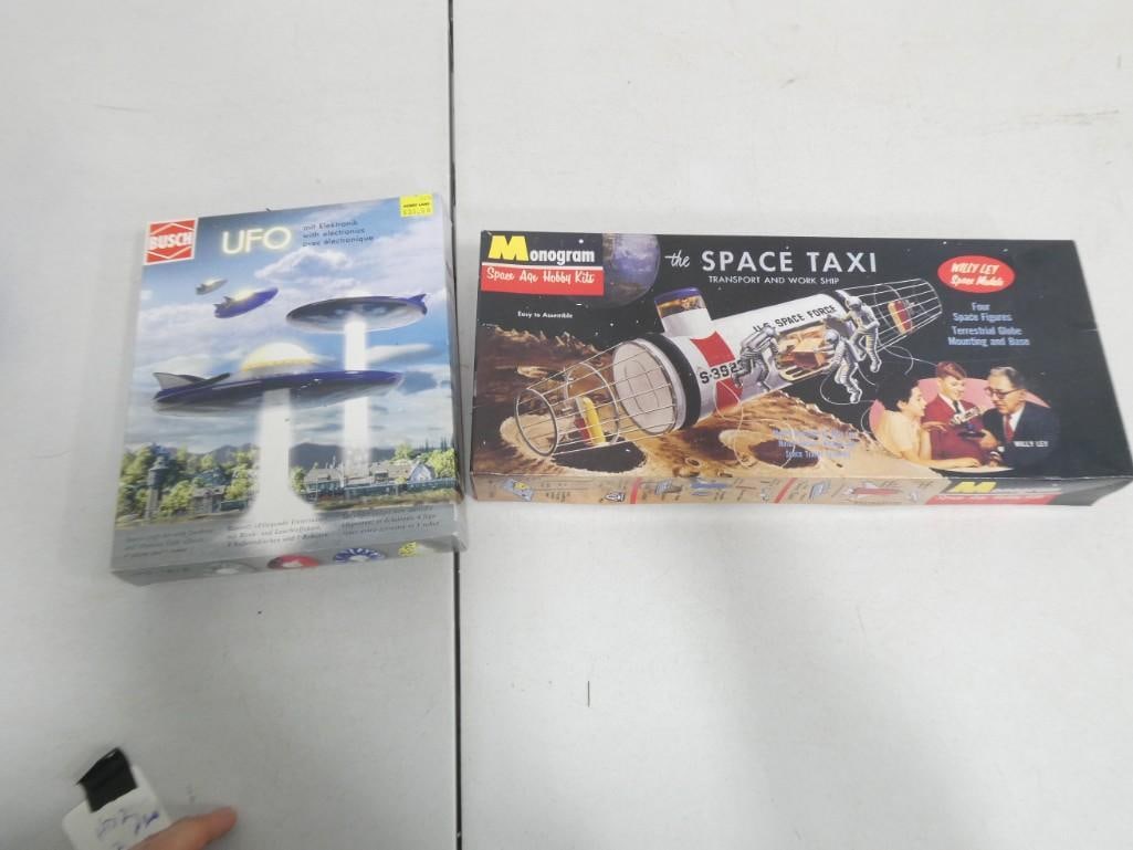 Two Space Model Kits including Busch UFO and Monogram Space Taxi (1 of 6)
