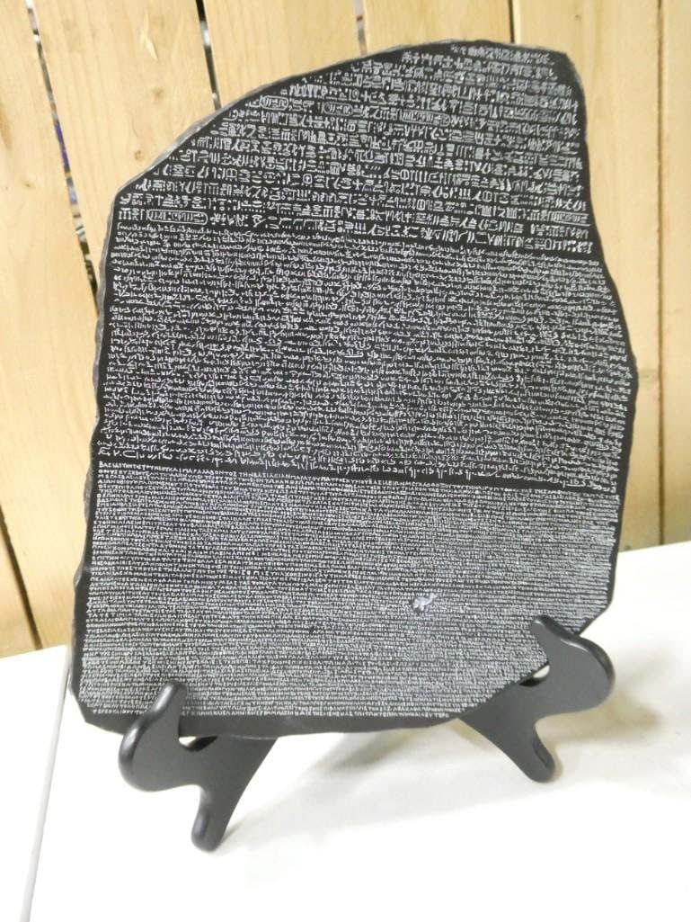 Tablet with Hieroglyphics and other languages - possibly Rosetta Stone Replica (1 of 6)