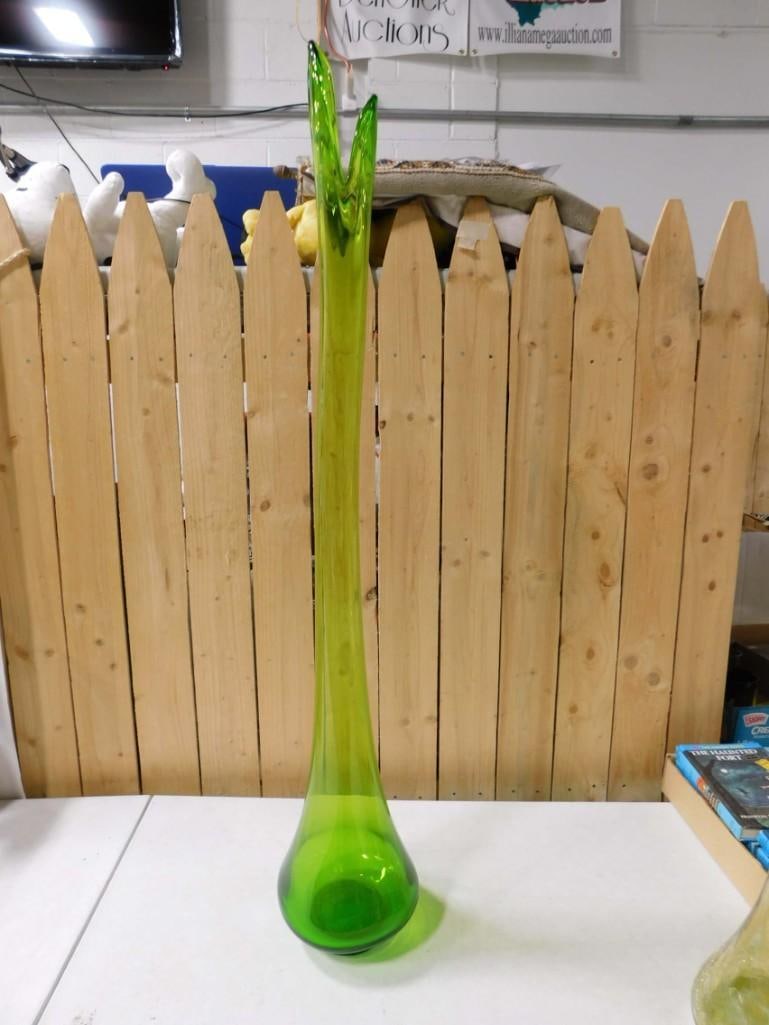 MCM Viking Swung Vase or Stretch Vase 36" Tall Green (1 of 3)