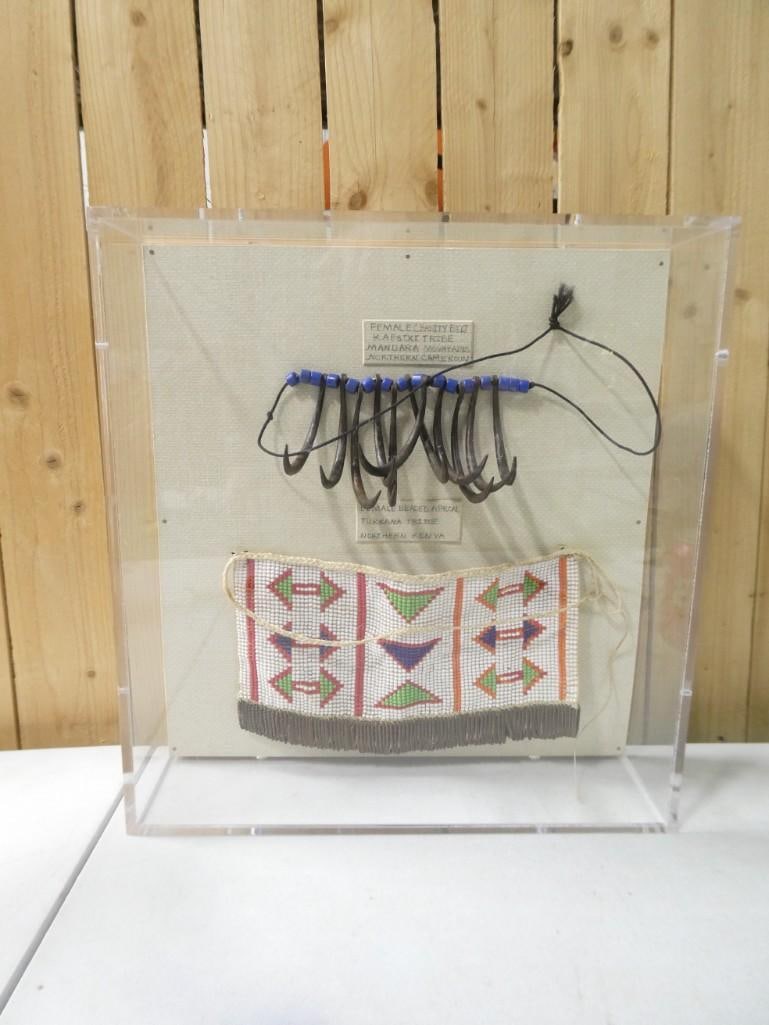 Framed Female Chasity Belt Kapstki Tribe Mandara Mountains Cameroun and Beaded Apron Turkana Tribe K (1 of 9)