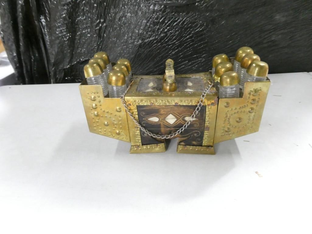 Vintage Persian spice box on stand in the classical taste.: Vintage Persian spice box on stand in the classical taste.