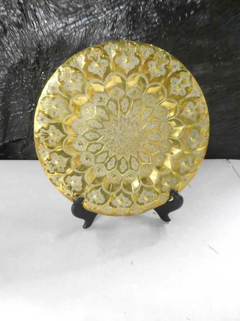 Vintage Decorative Brass Plate with Stand (1 of 6)