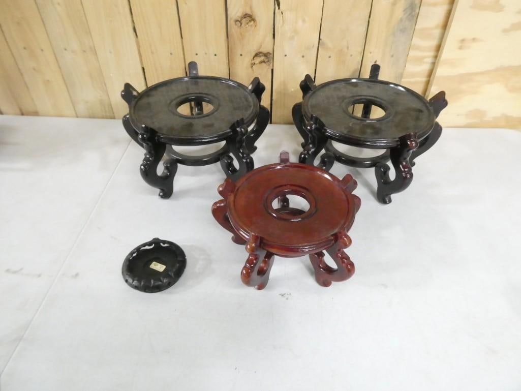 4 Wooden Vase Stands - two are 8", and a couple of smaller ones: 4 Wooden Vase Stands - two are 8", and a couple of smaller ones