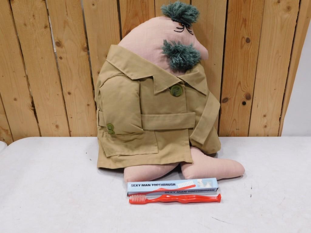 ADULT Vintage Mr Sherman Male Flasher Doll and Sexy Man Toothbrush (1 of 9)