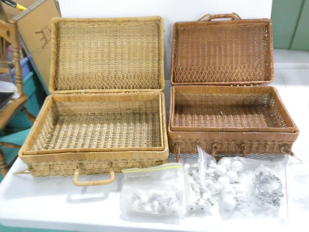 Two woven basket cases with vintage door knobs / handles (1 of 9)