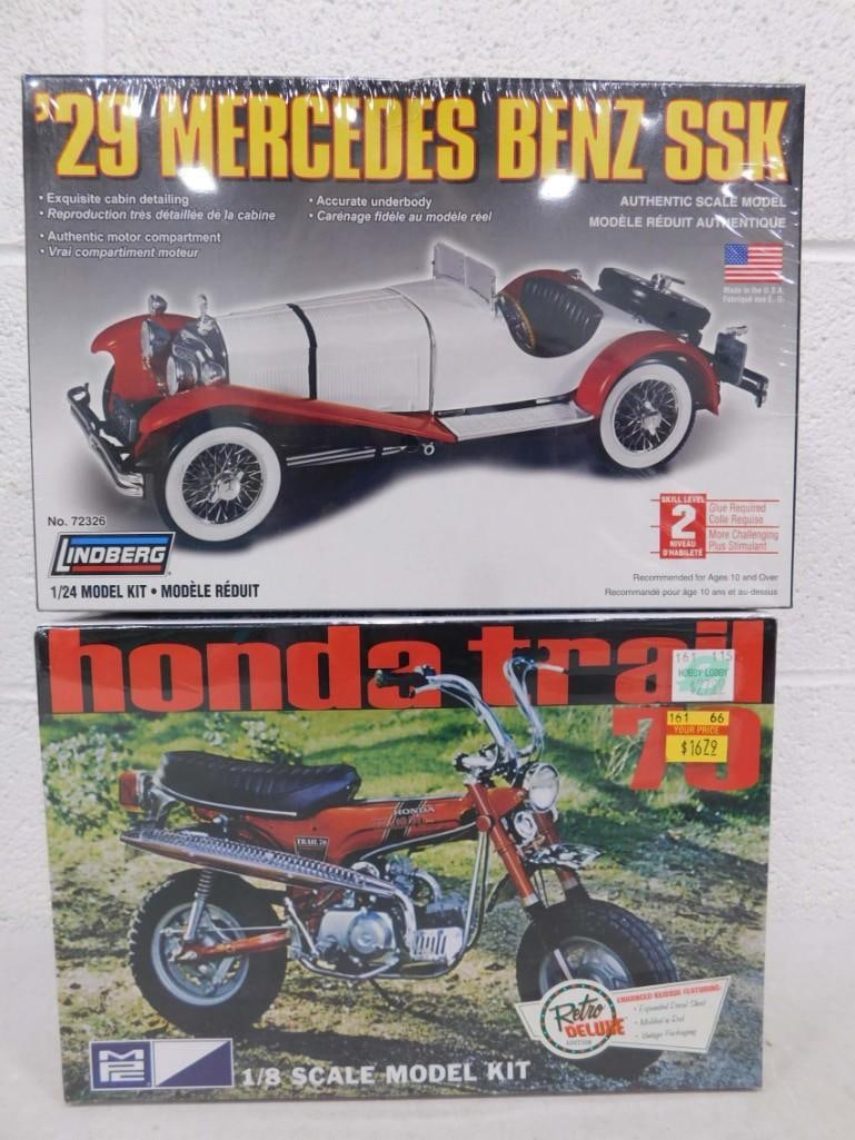 2 Model Kits incl Honda Trail and '29 Mercedes Benz SSK Both New and Sealed (1 of 4)