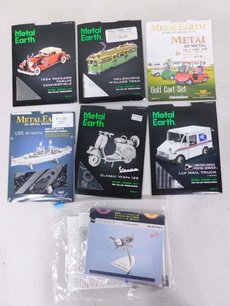 7 Metal Earth 3D Metal Model Kits incl 1934 Packard Twelve Convertible, (1 of 4)