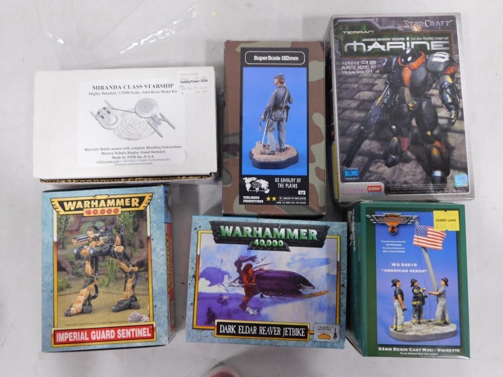 6 Model Kits incl Warhammer 40,000, Miranda Class Starship, US Calvary of the Plains, Marine Armored (1 of 5)