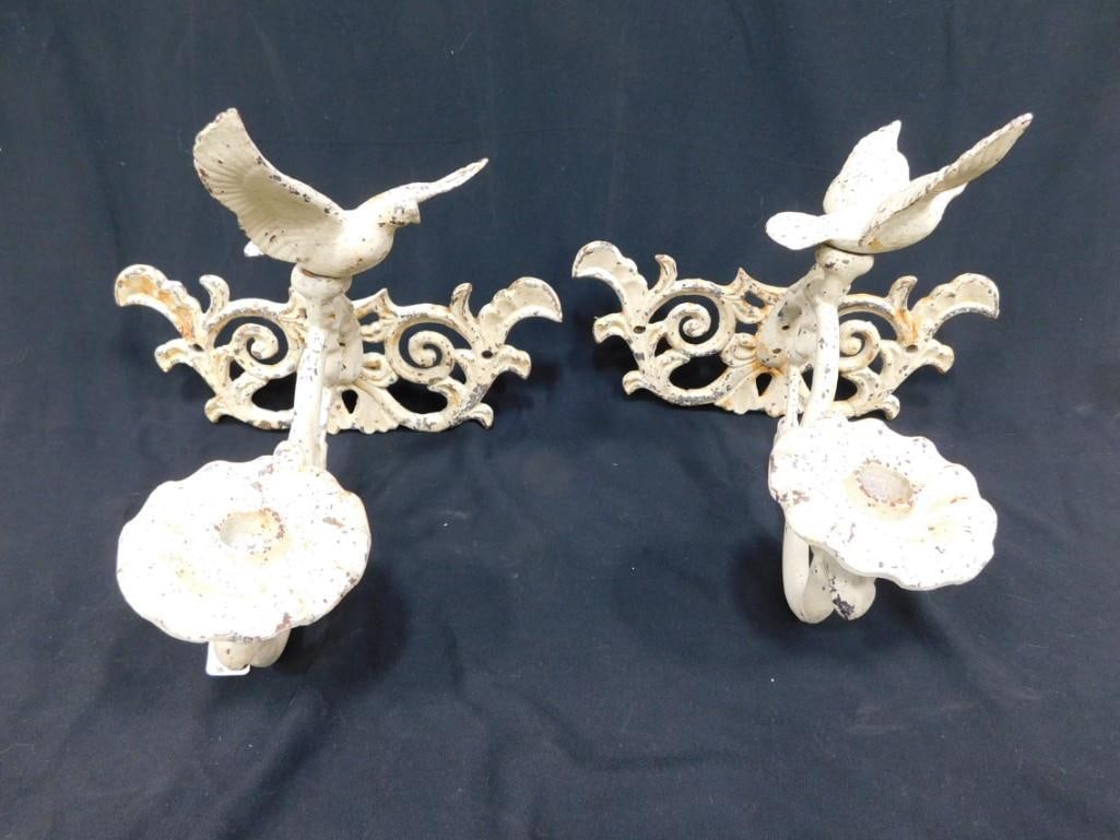 Cast Iron Candle Sconces with Doves or Birds (1 of 6)
