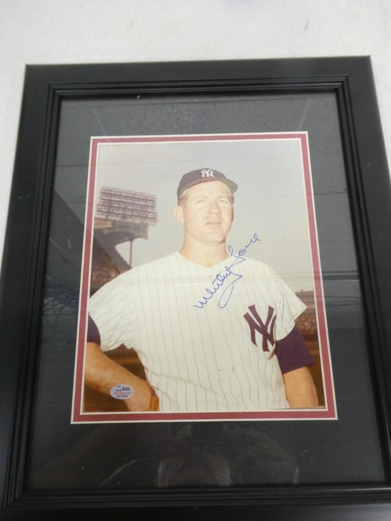Whitey Ford Autographed Framed Photo with SGC COA: Whitey Ford Autographed Framed Photo with SGC COA