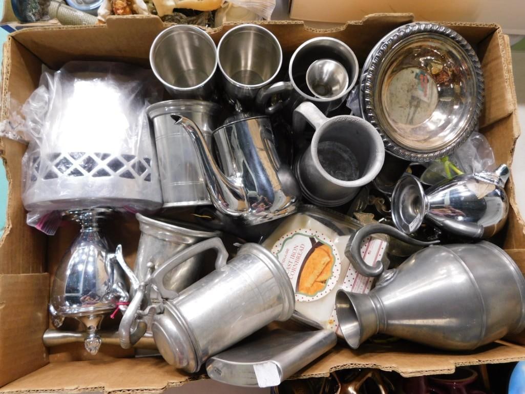 Metal Lot incl Pewter, Chrome, Beer Stein, Teapot, Etc (1 of 5)