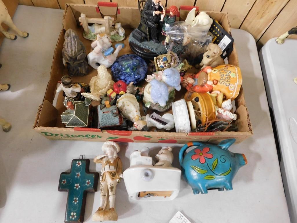 Lot of Smalls incl Figurines, Music Boxes, Jars, Banks, Ceramic, Etc (1 of 3)